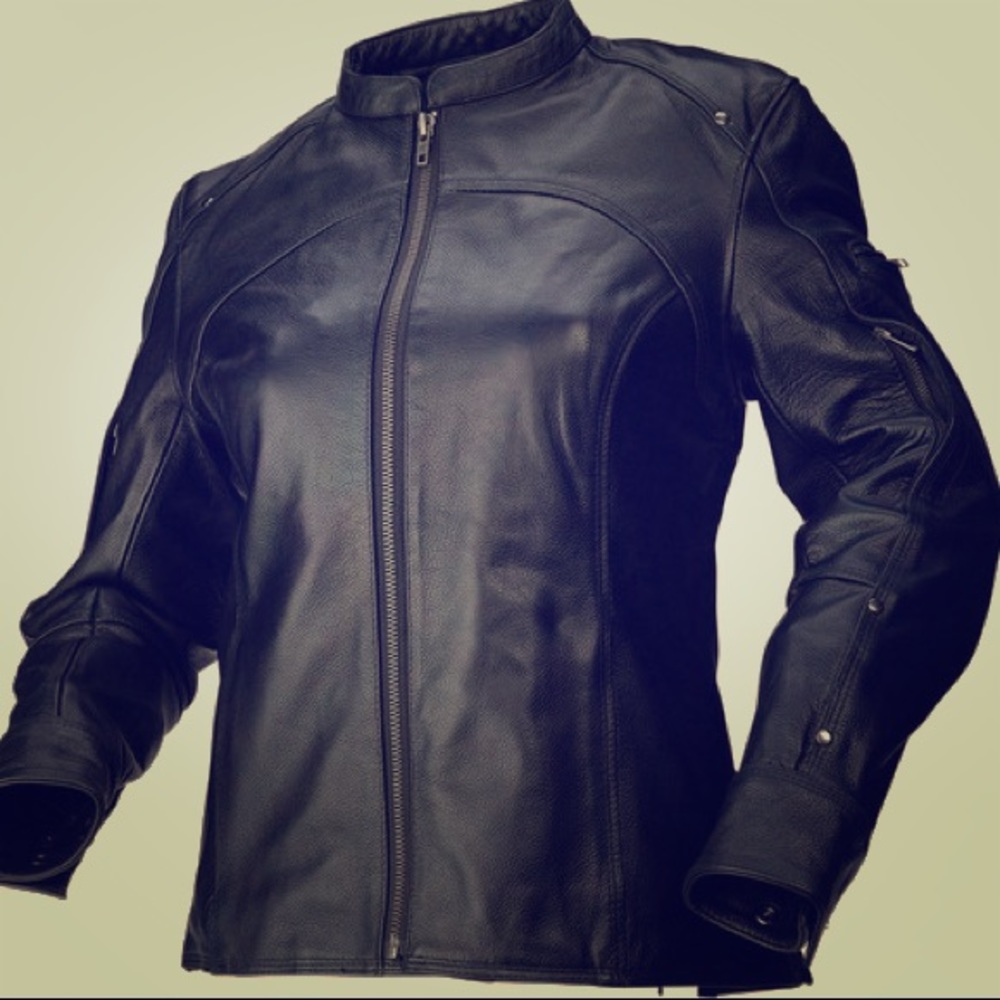 Black leather Biker Jacket-Z1r-  Brand New